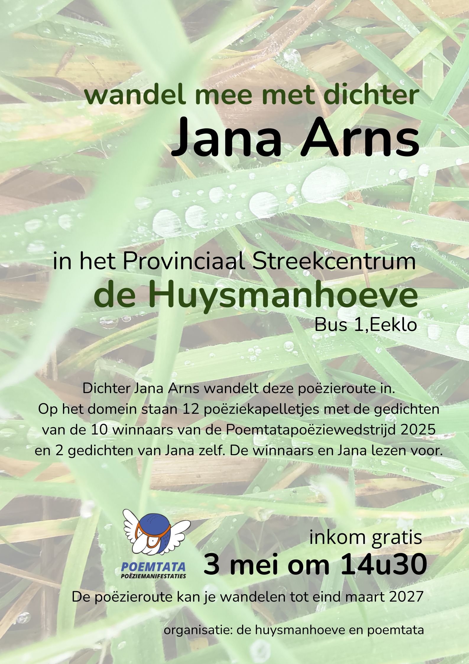 affiche wandelen met dichter jana arns
