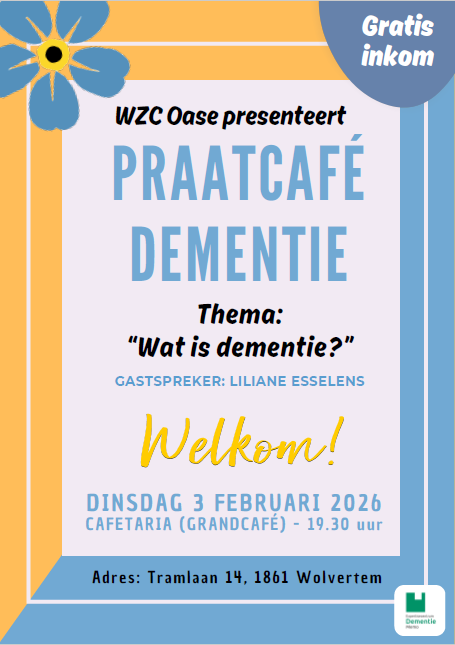 Iedereen welkom op ons praatcafé dementie!