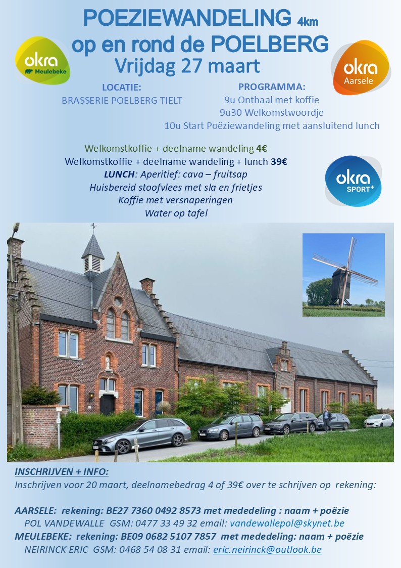 Okra: Poëziewandeling op en rond de Poelberg in Tielt met lunch