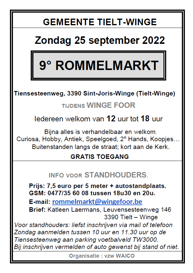 Rommelmarkt 2022 Winge Foor