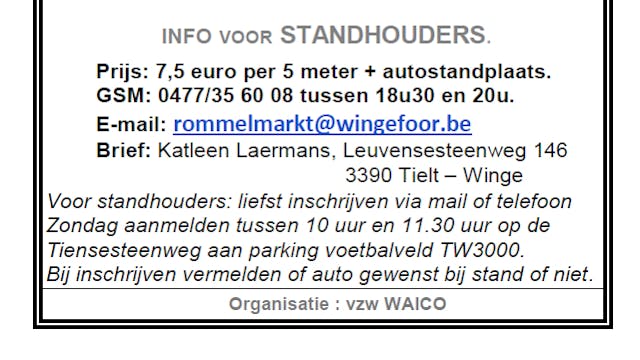Rommelmarkt 2022 Winge Foor