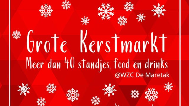 "Onze overdekte kerstmarkt bruist van sfeer! Ontdek meer dan 30 kraampjes vol lekkers, originele geschenken en winterse drankjes. Gezelligheid, lichtjes en muziek voor iedereen – gratis toegang!"