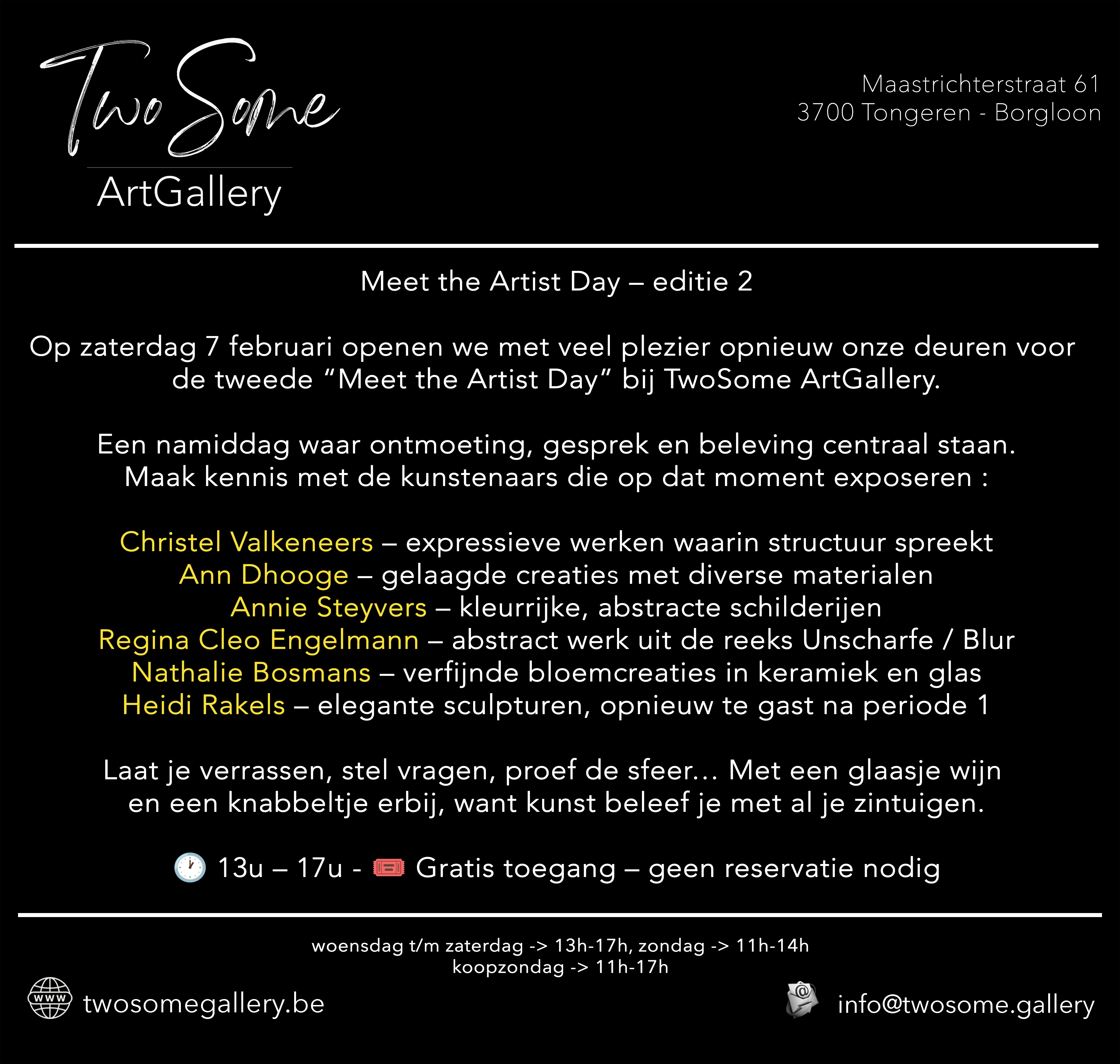 Uitnodiging "Meet the Artist Day" - zaterdag 7 februari 2026