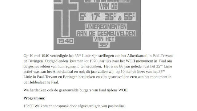 Uitnodiging herdenkingsplechtigheid 35ste Linie