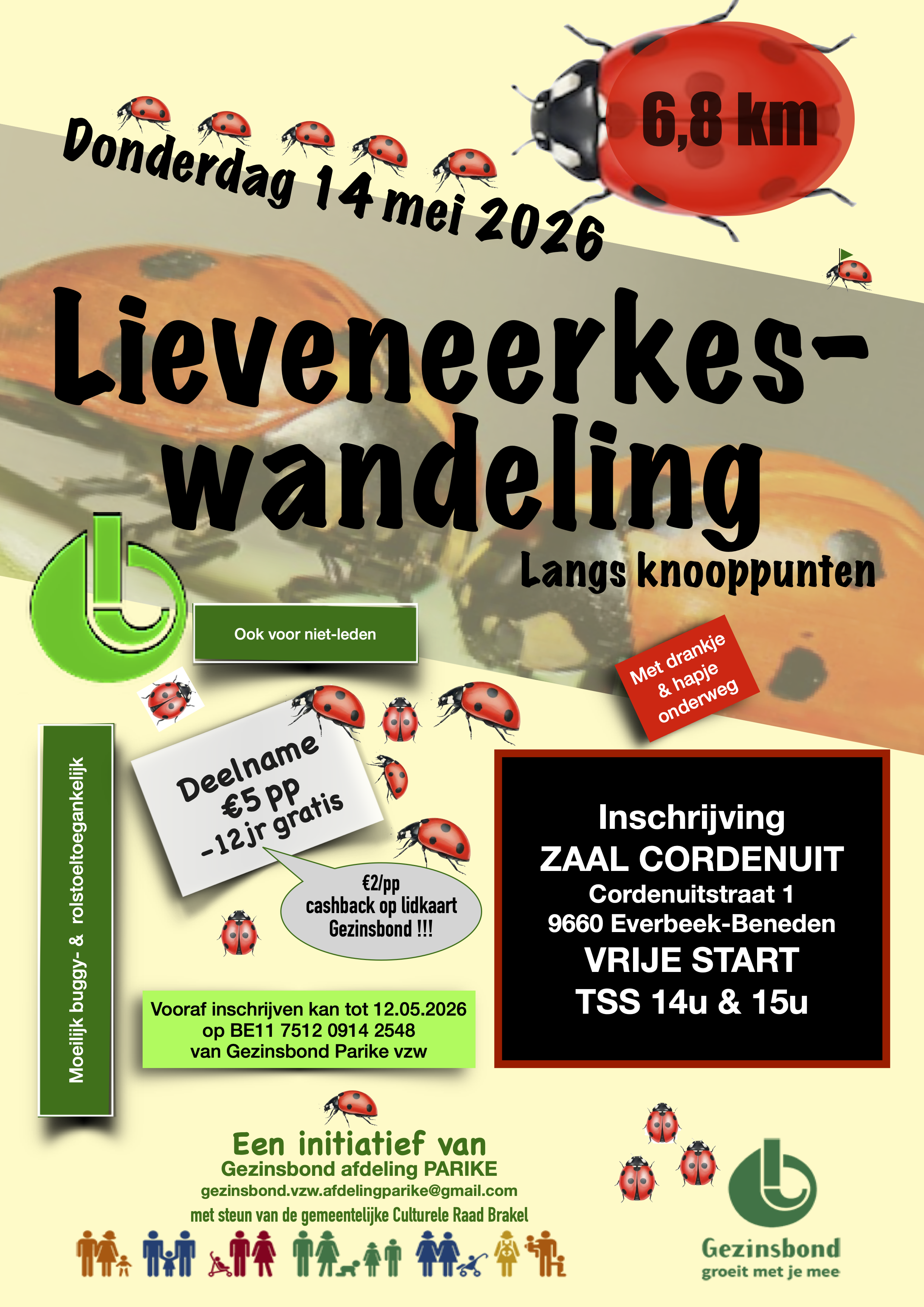 LIEVENEERKESWANDELING 14 MEI 2026 langs Everbeek-Beneden "In De Vlaamse Ardennen". 6,8km langs Knooppunten met deels onverharde paden.