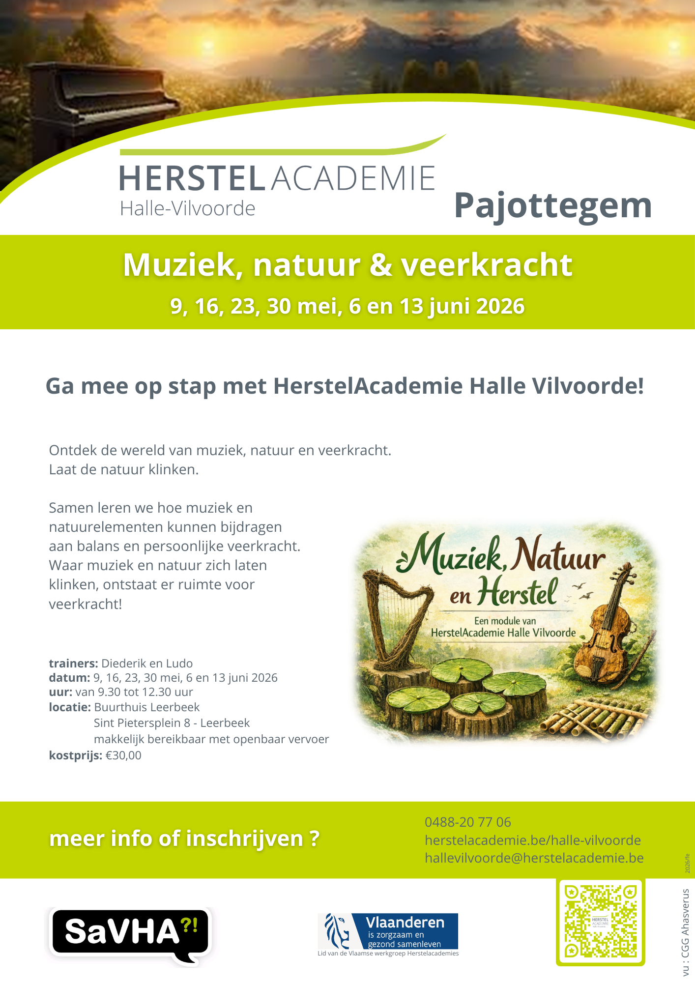 Flyer cursus natuur, muziek en veerkracht