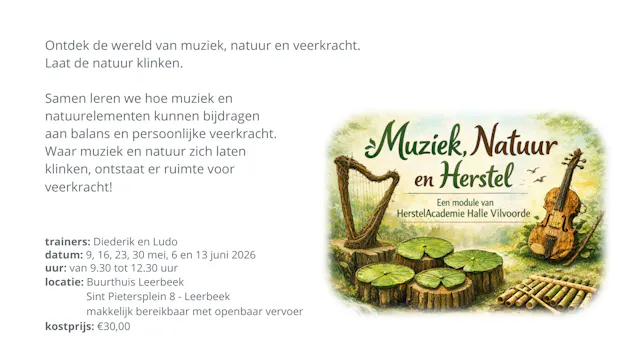 Flyer cursus natuur, muziek en veerkracht